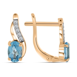 Cercei din aur roșu cu pietre Cubic Zirconia Incolor, Topaz Swiss