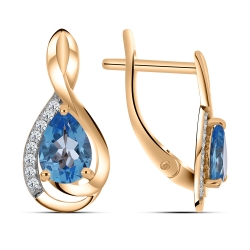 Cercei din aur roșu cu pietre Cubic Zirconia Incolor, Topaz Swiss