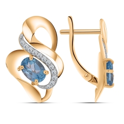 Cercei din aur roșu cu pietre Cubic Zirconia Incolor, Topaz Swiss