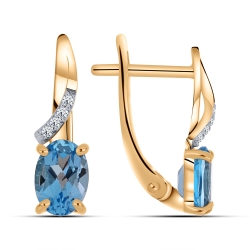 Cercei din aur roșu cu pietre Cubic Zirconia Incolor, Topaz Swiss
