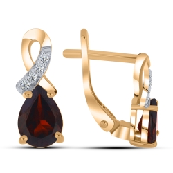 Cercei din aur roșu cu pietre Cubic Zirconia Incolor, Granat