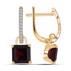 Cercei Suspendați din aur roșu cu pietre Cubic Zirconia Incolor, Granat