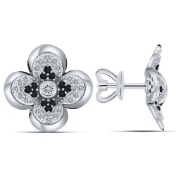 Cercei Pusete din aur alb cu Diamant, Diamant negru