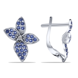 Серьги из белого золота с камнями Бриллиант, Корунд