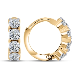 Cercei Creole din aur roșu cu pietre Cubic Zirconia Incolor