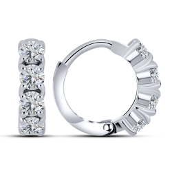 Cercei Creole din aur alb cu pietre Cubic Zirconia Incolor