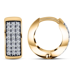 Cercei Creole din aur roșu cu pietre Cubic Zirconia Incolor