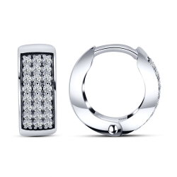 Cercei Creole din aur alb cu pietre Cubic Zirconia Incolor