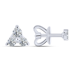 Cercei Pusete din aur alb cu pietre Cubic Zirconia Incolor