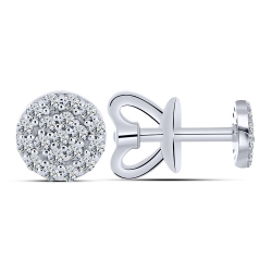 Cercei Pusete din aur alb cu pietre Cubic Zirconia Incolor