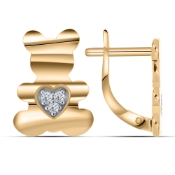 Cercei p-u copii din aur roșu cu pietre Cubic Zirconia Incolor