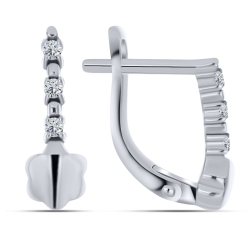 Cercei p-u copii din aur alb cu pietre Cubic Zirconia Incolor