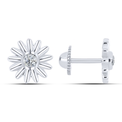 Cercei Pusete din aur alb cu pietre Cubic Zirconia Incolor