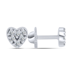 Cercei Pusete din aur alb cu pietre Cubic Zirconia Incolor