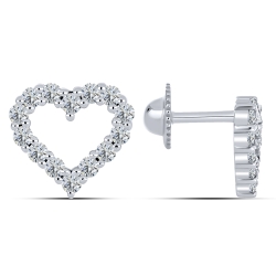 Cercei Pusete din aur alb cu pietre Cubic Zirconia Incolor