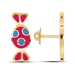 Cercei Pusete din aur roșu cu pietre Emailare