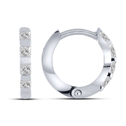 Cercei Creole din aur alb cu pietre Cubic Zirconia Incolor