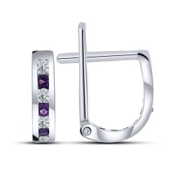 Cercei p-u copii din aur alb cu pietre Cubic Zirconia Incolor, Nanoametist