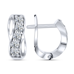 Cercei p-u copii din aur alb cu pietre Cubic Zirconia Incolor
