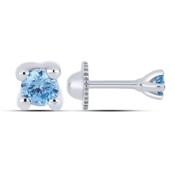 Cercei Pusete din aur alb cu pietre Cubic Zirconia Albastru
