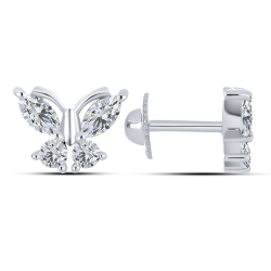 Cercei Pusete din aur alb cu pietre Cubic Zirconia Incolor