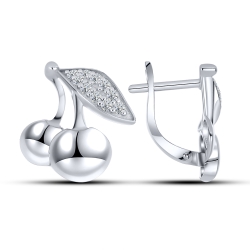Cercei p-u copii din aur alb cu pietre Cubic Zirconia Incolor
