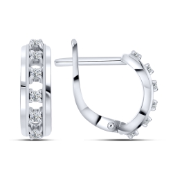 Cercei p-u copii din aur alb cu pietre Cubic Zirconia Incolor