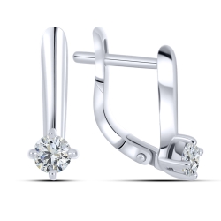 Cercei p-u copii din aur alb cu pietre Cubic Zirconia Incolor