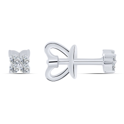 Cercei Pusete din aur alb cu pietre Cubic Zirconia Incolor