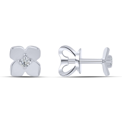 Cercei Pusete din aur alb cu pietre Cubic Zirconia Incolor