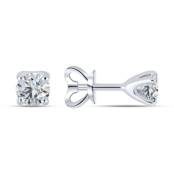 Cercei Pusete din aur alb cu pietre Cubic Zirconia Incolor