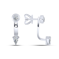 Серьги Пусеты из белого золота с камнями Фианит Бесцветный