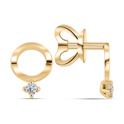 Серьги Пусеты из красного золота с камнями Фианит Бесцветный
