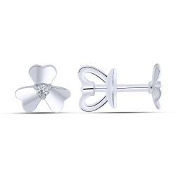 Серьги Пусеты из белого золота с камнями Фианит Бесцветный