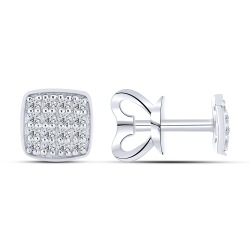 Серьги Пусеты из белого золота с камнями Фианит Бесцветный