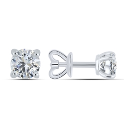 Серьги Пусеты из белого золота с камнями Бриллиант