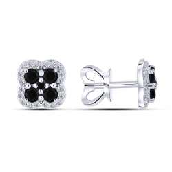 Cercei Pusete din aur alb cu pietre Cubic Zirconia Incolor, Spinel natural