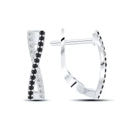 Cercei din aur alb cu Cubic Zirconia Incolor, Cubic Zirconia Negru