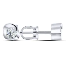 Cercei Pusete din aur alb cu Diamant