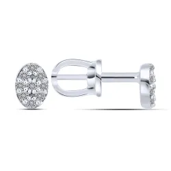Cercei Pusete din aur alb cu Diamant