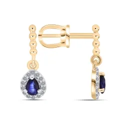 Cercei Pusete din aur roșu cu Diamant, Safir
