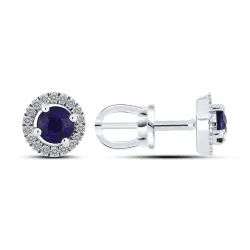 Cercei Pusete din aur alb cu Diamant, Safir