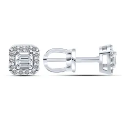 Cercei Pusete din aur alb cu Diamant