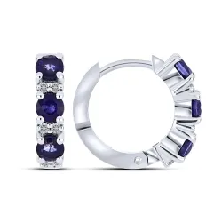 Cercei Creole din aur alb cu Diamant, Safir
