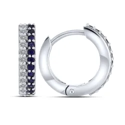 Cercei Creole din aur alb cu Diamant, Safir