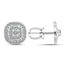 Cercei Pusete din aur alb cu Diamant