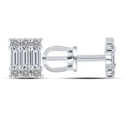 Cercei Pusete din aur alb cu Diamant