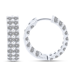 Cercei Creole din aur alb cu Diamant