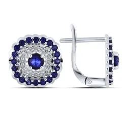 Cercei din aur alb cu Diamant, Safir