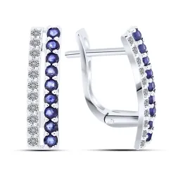 Cercei din aur alb cu Diamant, Safir